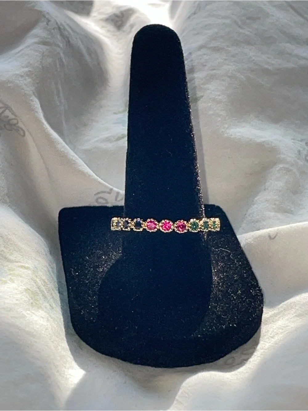 Gold Multicolor Gemstone Eternity Ring NEW